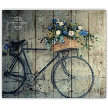 Серое панно для стен Creative Wood Велосипеды Велосипеды - Ретро велосипед с букетом